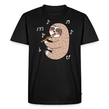 Sloth Whisperer Flute Player Flutist Musician - Men's Premium Organic T-Shirt - black - Front - Nico (187cm)