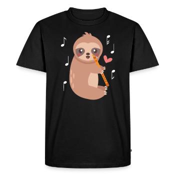 Sloth Whisperer Flute Player Flutist Musician - Men's Premium Organic T-Shirt - black - Front - Nico (187cm)
