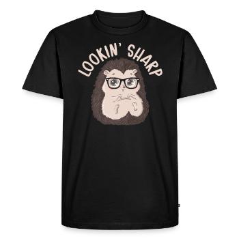Lookin' Sharp Hedgehog Hedgie Wildlife Animal - Men's Premium Organic T-Shirt - black - Front - Nico (187cm)