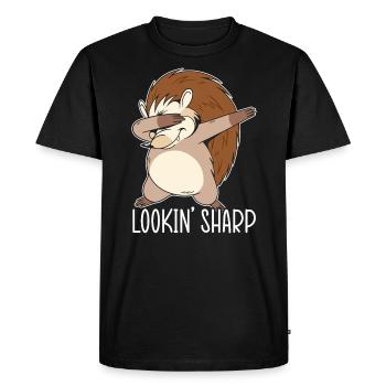 Lookin' Sharp Hedgehog Hedgie Wildlife Animal - Men's Premium Organic T-Shirt - black - Front - Nico (187cm)