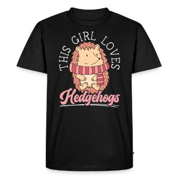This Girl Loves Hedgehogs Hedgie Animal Lover - Men's Premium Organic T-Shirt - black - Front - Nico (187cm)