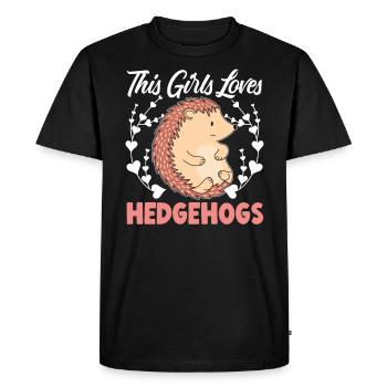 This Girl Loves Hedgehogs Hedgie Animal Lover - Men's Premium Organic T-Shirt - black - Front - Nico (187cm)