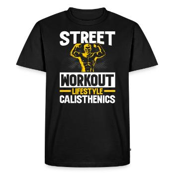 Street Workout Lifestyle Fitness Calisthenics - Men's Premium Organic T-Shirt - black - Front - Nico (187cm)