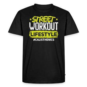Street Workout Lifestyle Fitness Calisthenics - Men's Premium Organic T-Shirt - black - Front - Nico (187cm)