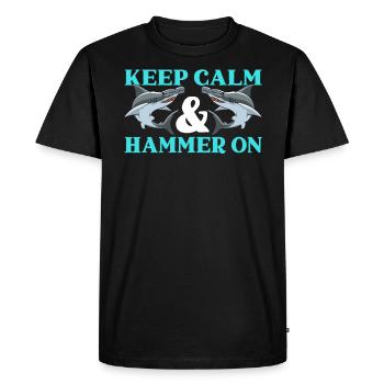 Keep Calm And Hammer On Hammerhead Shark Lover - Men's Premium Organic T-Shirt - black - Front - Nico (187cm)