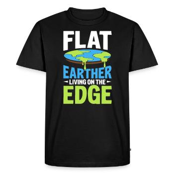 Flat Earther Living On The Edge Flat Earth Society - Men's Premium Organic T-Shirt - black - Front - Nico (187cm)