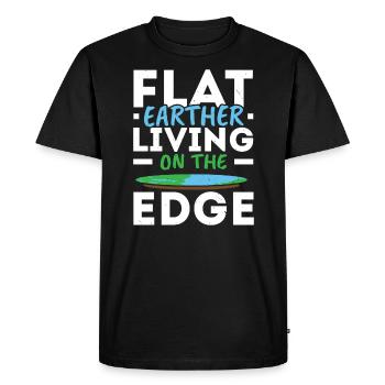 Flat Earther Living On The Edge Flat Earth Society - Men's Premium Organic T-Shirt - black - Front - Nico (187cm)