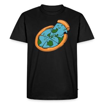 Flat Earth Society Flat Earther Pizza Lover - Men's Premium Organic T-Shirt - black - Front - Nico (187cm)