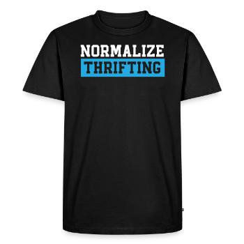 Normaliser la chasse aux bonnes affaires des amateurs d’épargne - T-shirt Premium bio Homme - noir - Devant - Nico (187cm)