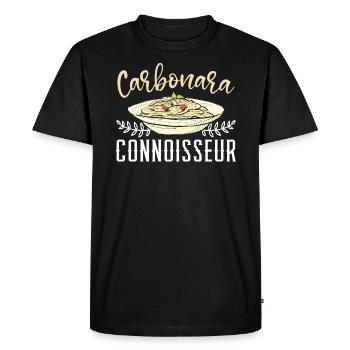 Carbonara connaisseur amateur de pâtes Mangeur de spaghettis - T-shirt Premium bio Homme - noir - Devant - Nico (187cm)