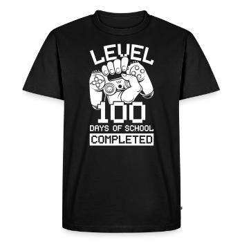 Niveau 100 jours d’école terminé jeu vidéo - T-shirt Premium bio Homme - noir - Devant - Nico (187cm)