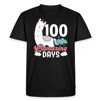 100 Llamazing Days Éducateur Élève Lama Lama Lover - T-shirt Premium bio Homme - noir - Devant - Nico (187cm)