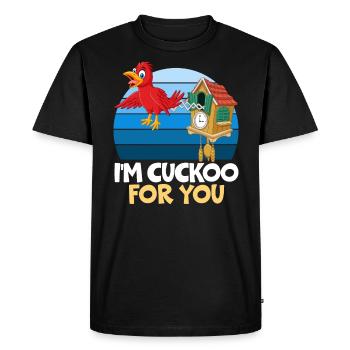 Je suis Coucou pour toi Saint-Valentin Jour des cœurs Oiseau - T-shirt Premium bio Homme - noir - Devant - Nico (187cm)