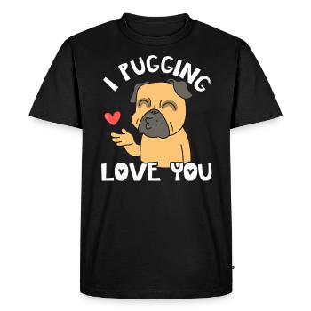 I Pugging Love You Valentines Day Pug Owner - Men's Premium Organic T-Shirt - black - Front - Nico (187cm)