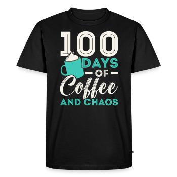 100 Days Of Coffee And Chaos 100 Days Of School - Men's Premium Organic T-Shirt - black - Front - Nico (187cm)