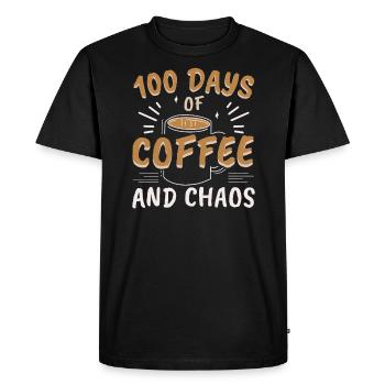 100 Days Of Coffee And Chaos 100 Days Of School - Men's Premium Organic T-Shirt - black - Front - Nico (187cm)