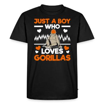 Just A Boy Who Loves Gorillas Ape Monkey Lover - Men's Premium Organic T-Shirt - black - Front - Nico (187cm)