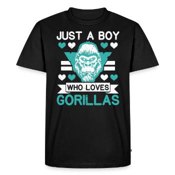 Just A Boy Who Loves Gorillas Ape Monkey Lover - Men's Premium Organic T-Shirt - black - Front - Nico (187cm)