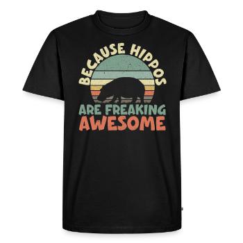 Parce que les hippopotames sont des hippopotames géniaux - T-shirt Premium bio Homme - noir - Devant - Nico (187cm)