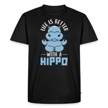 La vie est meilleure avec un amoureux de l'hippopotame - T-shirt Premium bio Homme - noir - Devant - Nico (187cm)