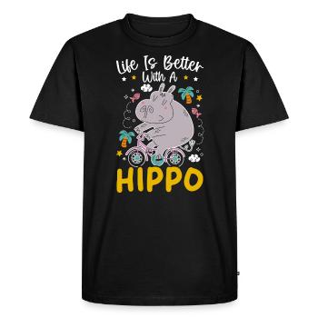 La vie est meilleure avec un amoureux des hippopotames - T-shirt Premium bio Homme - noir - Devant - Nico (187cm)