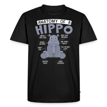 Anatomie d’un animal hippopotame Hippopotame Amoureux - T-shirt Premium bio Homme - noir - Devant - Nico (187cm)