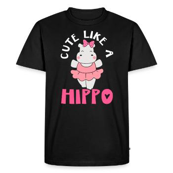 Mignon comme un animal hippopotame Hippopotame amoureux - T-shirt Premium bio Homme - noir - Devant - Nico (187cm)