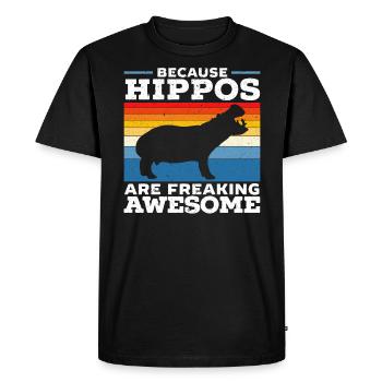 Parce que les hippopotames sont des hippopotames géniaux - T-shirt Premium bio Homme - noir - Devant - Nico (187cm)