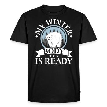 Mon corps d'hiver est prêt Ours polaire Arctic Ice Bear - T-shirt Premium bio Homme - noir - Devant - Nico (187cm)