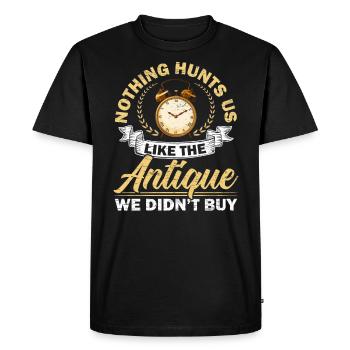 Rien ne nous chasse comme l’antiquité que nous n’avons pas achetée - T-shirt Premium bio Homme - noir - Devant - Nico (187cm)