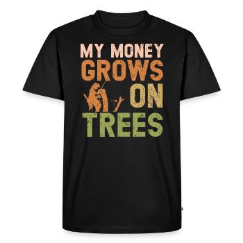 Mon argent pousse sur les arbres Arboriculteur de bois - T-shirt Premium bio Homme - noir - Devant - Nico (187cm)