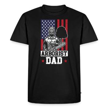Arboriculteur Papa Bûcheron Patriotic Wood USA Drapeau - T-shirt Premium bio Homme - noir - Devant - Nico (187cm)