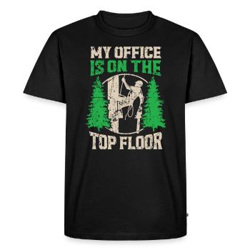 Mon bureau est au dernier étage Arboriculteur Bûcheron Bois - T-shirt Premium bio Homme - noir - Devant - Nico (187cm)
