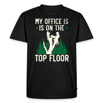 Mon bureau est au dernier étage Arboriculteur Bûcheron Bois - T-shirt Premium bio Homme - noir - Devant - Nico (187cm)