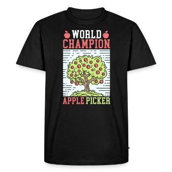 World Champion Apple Picker Apple Fruit Lover - Men's Premium Organic T-Shirt - black - Front - Nico (187cm)
