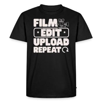 Film Modifier Télécharger Répéter Contenu Créateur Vlogger - T-shirt Premium bio Homme - noir - Devant - Nico (187cm)