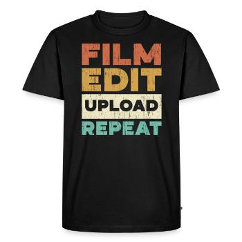 Film Modifier Télécharger Répéter Contenu Créateur Vlogger - T-shirt Premium bio Homme - noir - Devant - Nico (187cm)