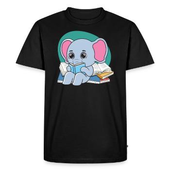 Rat de bibliothèque Éléphant Whisperer Animal Lover Zookeeper - T-shirt Premium bio Homme - noir - Devant - Nico (187cm)
