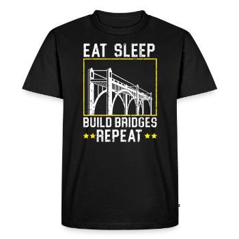 Manger dormir Construire des ponts Répéter Ingénieur civil - T-shirt Premium bio Homme - noir - Devant - Nico (187cm)