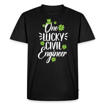 Un ingénieur civil chanceux Irlandais - T-shirt Premium bio Homme - noir - Devant - Nico (187cm)