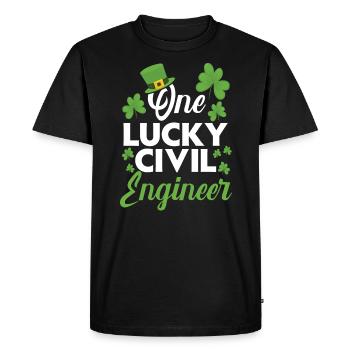 Un ingénieur civil chanceux Irlandais - T-shirt Premium bio Homme - noir - Devant - Nico (187cm)