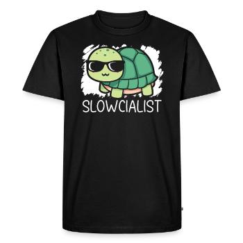 Slowcialist Turtle Lover Tortoise Marine Biology - Men's Premium Organic T-Shirt - black - Front - Nico (187cm)