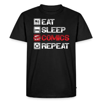 Eat Sleep Comics répète des personnages fictifs - T-shirt Premium bio Homme - noir - Devant - Nico (187cm)