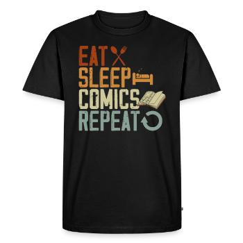 Eat Sleep Comics répète des personnages fictifs - T-shirt Premium bio Homme - noir - Devant - Nico (187cm)