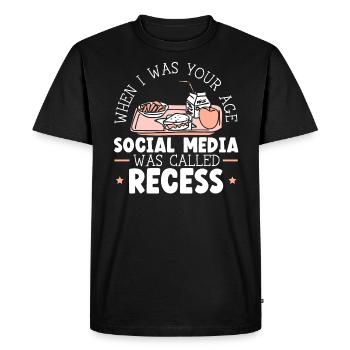 Quand j’avais ton âge, les médias sociaux s’appelaient Recess - T-shirt Premium bio Homme - noir - Devant - Nico (187cm)