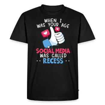 Quand j’avais ton âge, les médias sociaux s’appelaient Recess - T-shirt Premium bio Homme - noir - Devant - Nico (187cm)
