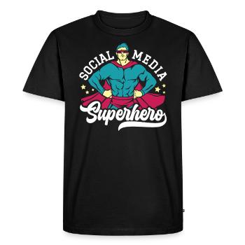 Emploi de super-héros de médias sociaux Gestionnaire de médias sociaux - T-shirt Premium bio Homme - noir - Devant - Nico (187cm)