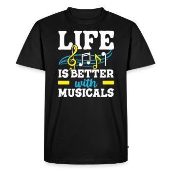 La vie est meilleure avec Musicals Musicien Mélomane - T-shirt Premium bio Homme - noir - Devant - Nico (187cm)