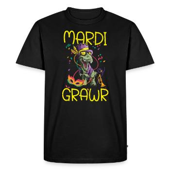 Mardi Grawr Mardi Gras Celebration Dinosaur Lover - Men's Premium Organic T-Shirt - black - Front - Nico (187cm)