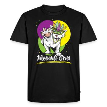 Meowdi Gras Cat Lover Mardi Gras Celebration - Men's Premium Organic T-Shirt - black - Front - Nico (187cm)